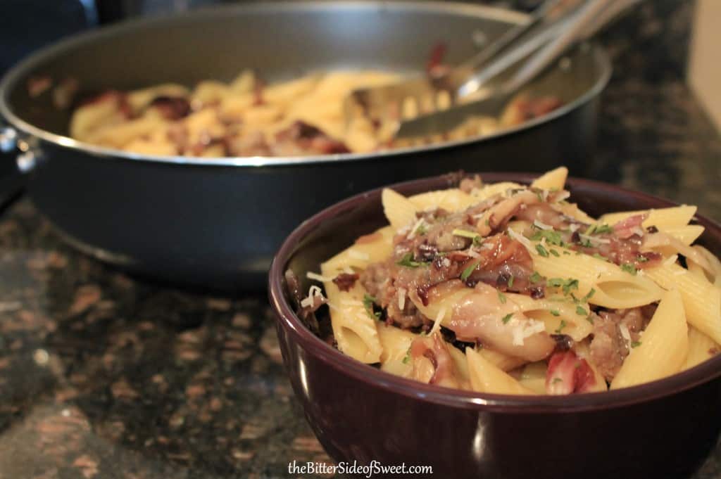 Sausage and Radicchio Penne via thebittersideofsweet Sausage and Radicchio Penne