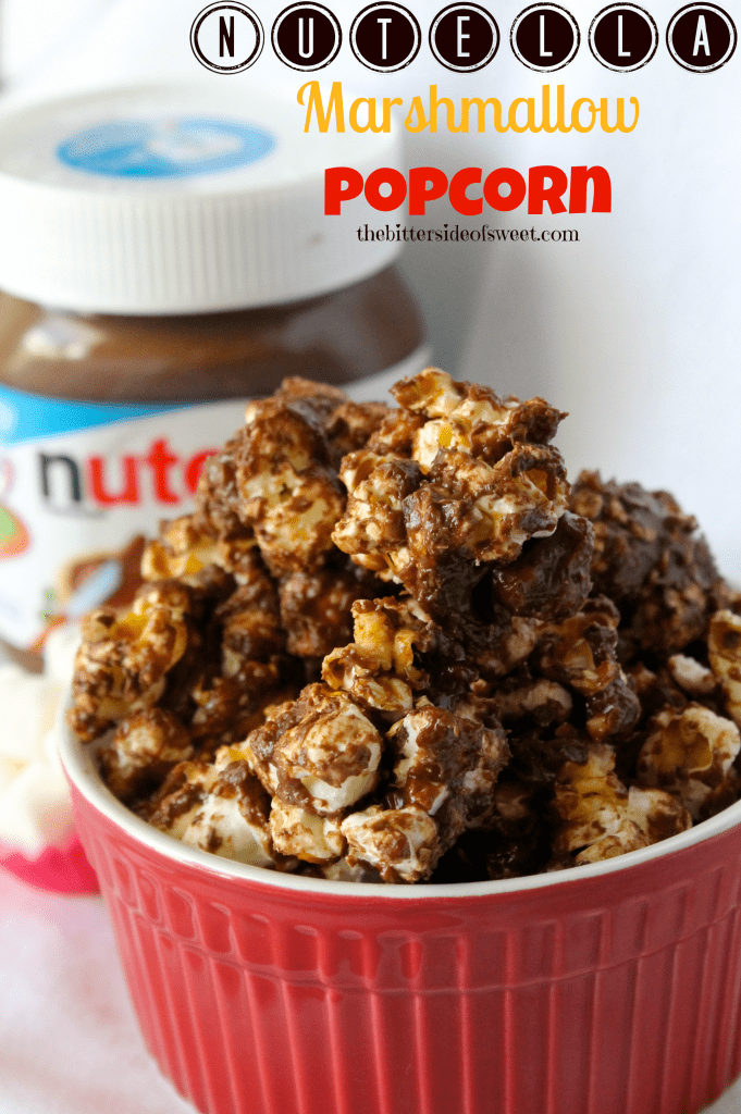 Nutella Marshmallow Popcorn via thebittersideofsweet Nutella Marshmallow Popcorn
