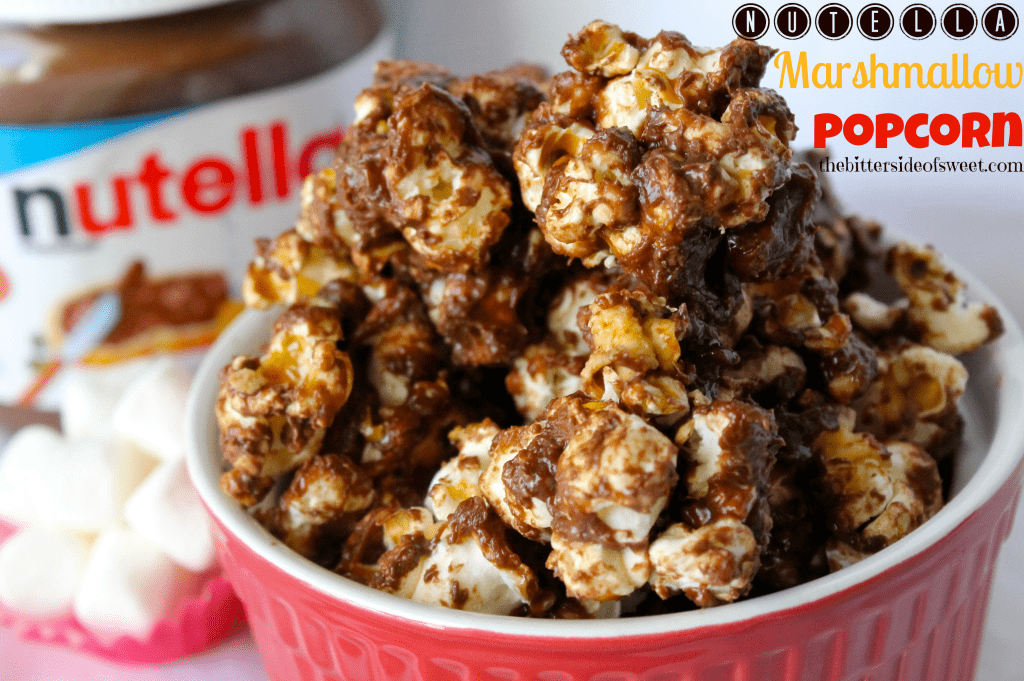Nutella Marshmallow Popcorn via thebittersideofsweet Nutella Marshmallow Popcorn