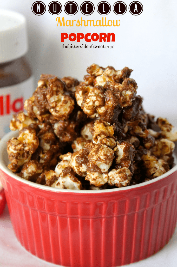 Nutella Marshmallow Popcorn via thebittersideofsweet Nutella Marshmallow Popcorn