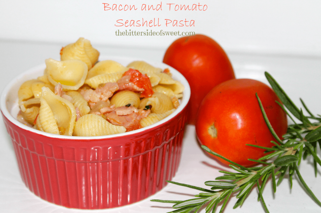 Bacon and Tomato Seashell Pasta via thebittersideofsweet Bacon and Tomato Seashell Pasta