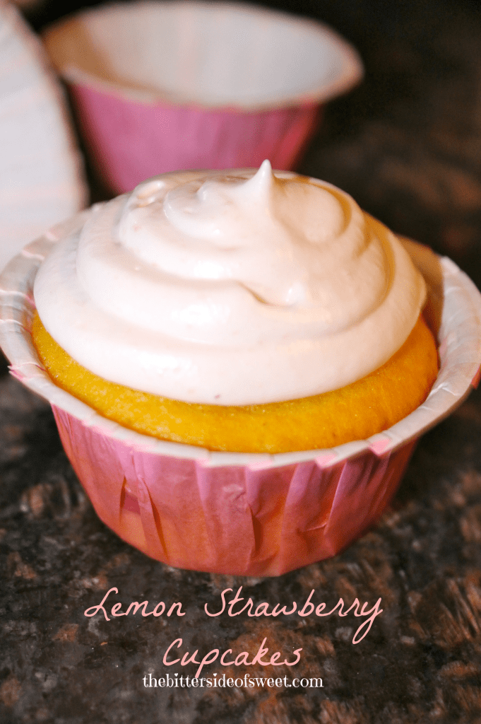 Lemon Strawberry Cupcakes via thebittersideofsweet Lemon Strawberry Cupcakes