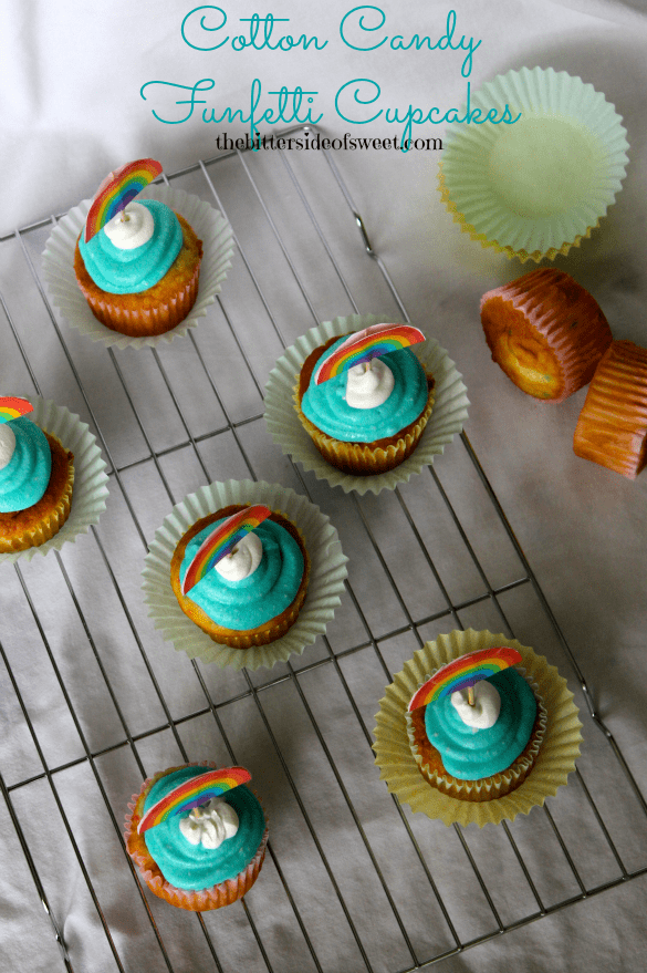Cotton Candy Funfetti Cupcakes via thebittersideofsweet Cotton Candy Funfetti Cupcakes