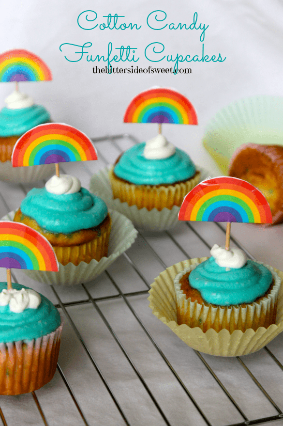 Cotton Candy Funfetti Cupcakes via thebittersideofsweet Cotton Candy Funfetti Cupcakes