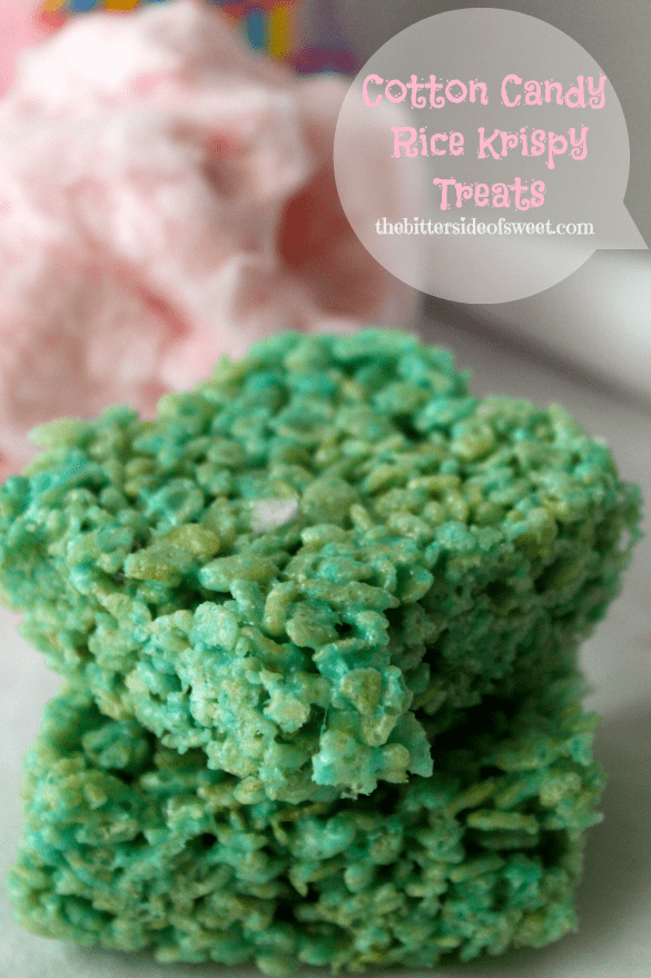 Cotton Candy Rice Krispy Treats via thebittersideofsweet Cotton Candy Rice Krispy Treats