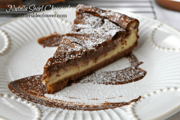 Nutella Swirl Cheesecake via thebittersideofsweet Nutella Swirl Cheesecake via thebittersideofsweet