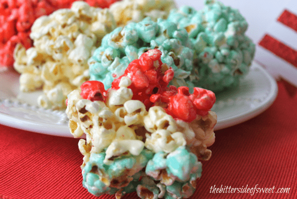Red White Blue Popcorn Balls | thebittersideofsweet.com Red White Blue Popcorn Balls | thebittersideofsweet.com