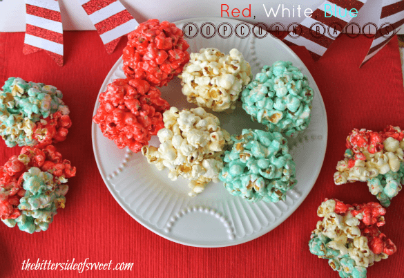 Red White Blue Popcorn Balls | thebittersideofsweet.com Red White Blue Popcorn Balls | thebittersideofsweet.com