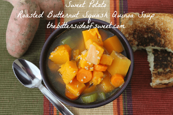 Sweet Potato Roasted Butternut Squash Quinoa Soup | thebittersideofsweet.com | #soup #fall #squash Sweet Potato Roasted Butternut Squash Quinoa Soup | thebittersideofsweet.com | #soup #fall #squash