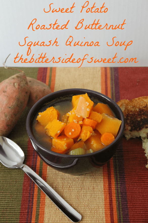Sweet Potato Roasted Butternut Squash Quinoa Soup | thebittersideofsweet.com | #soup #fall #squash Sweet Potato Roasted Butternut Squash Quinoa Soup | thebittersideofsweet.com | #soup #fall #squash