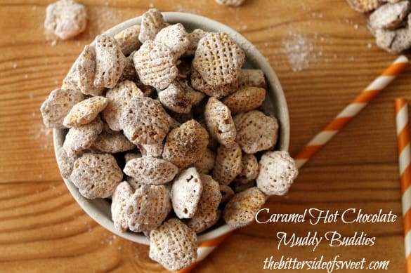 Caramel Hot Chocolate Muddy Buddies | thebittersideofsweet.com Caramel Hot Chocolate Muddy Buddies | thebittersideofsweet.com