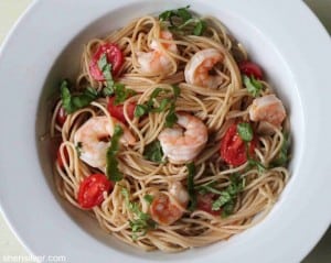 Pasta with Shrimp, Tomatoes and Lemon Vinaigrette