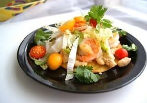 shrimp and bean tostada