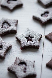 Chocolate Raspberry Linzer Cookies