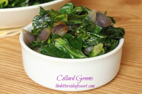 Collard Greens are a super simple side dish to any dinner you have planned. Cooked up with garlic and onion the flavor is out of this world! | The Bitter Side of Sweet Collard Greens | thebittersideofsweet.com