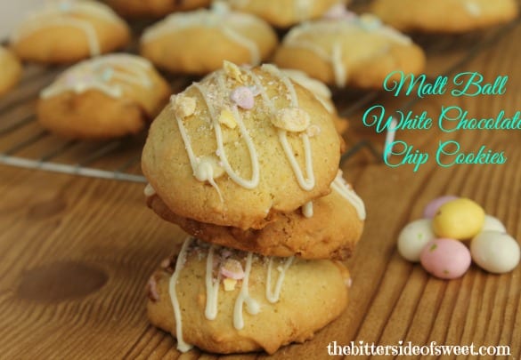 Malt Ball White Chocolate Chip Cookies | thebittersideofsweet.com Malt Ball White Chocolate Chip Cookies | thebittersideofsweet.com