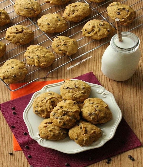 Jump right into fall baking with these Chocolate Chip Pumpkin Cookies! | thebittersideofsweet.com Jump right into fall baking with these Chocolate Chip Pumpkin Cookies! | thebittersideofsweet.com