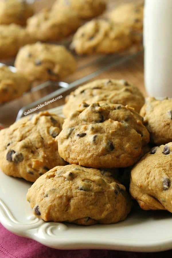 Jump right into fall baking with these Chocolate Chip Pumpkin Cookies! | thebittersideofsweet.com Jump right into fall baking with these Chocolate Chip Pumpkin Cookies! | thebittersideofsweet.com