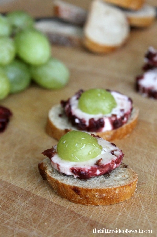 Cranberry Grape Goat Cheese Crostini