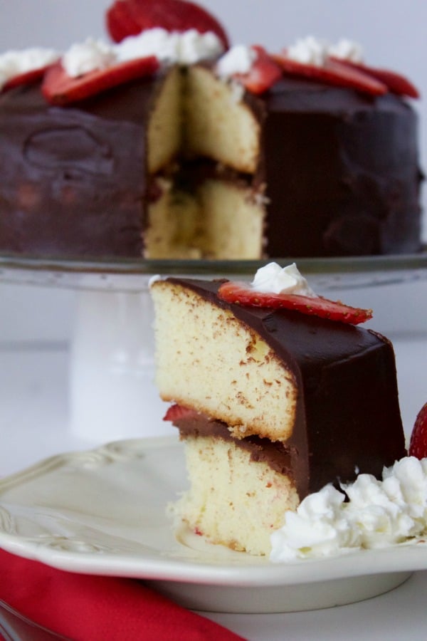 Strawberry Chocolate Ganache Cake - The Bitter Side of Sweet