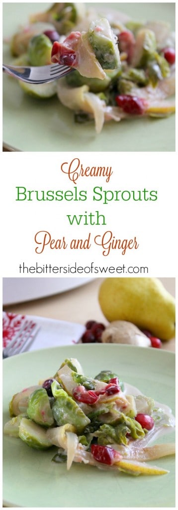 Creamy Brussels Sprouts with Pear and Ginger - The Bitter Side of Sweet #sponsored