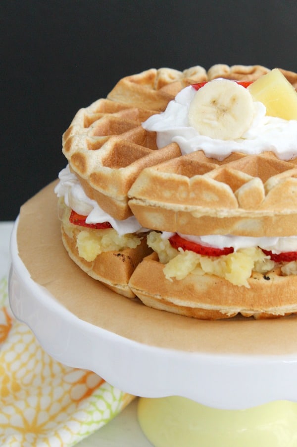 Banana Split Waffle Cake | The Bitter Side of Sweet #SundaySupper