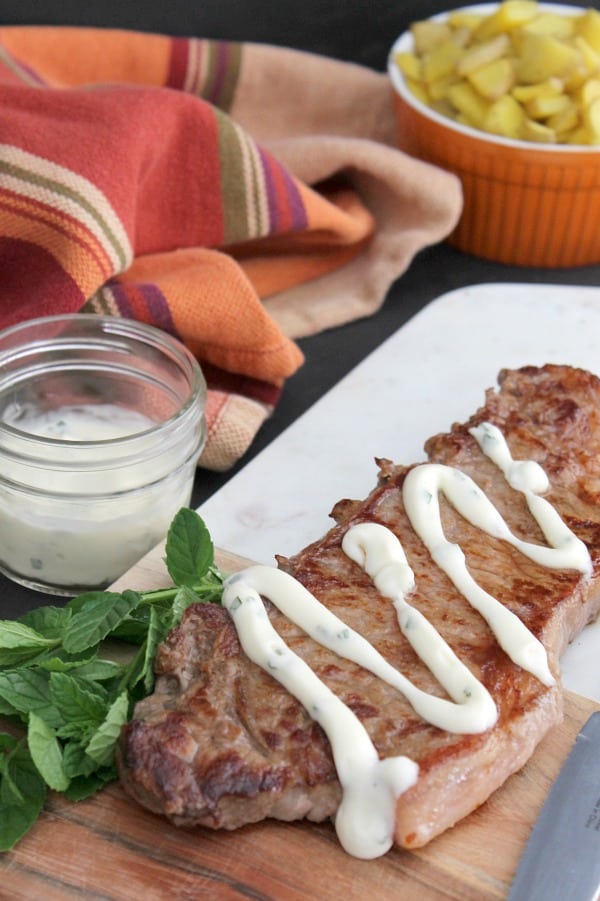 Grilled Steak with Mint Aioli | The Bitter Side of Sweet
