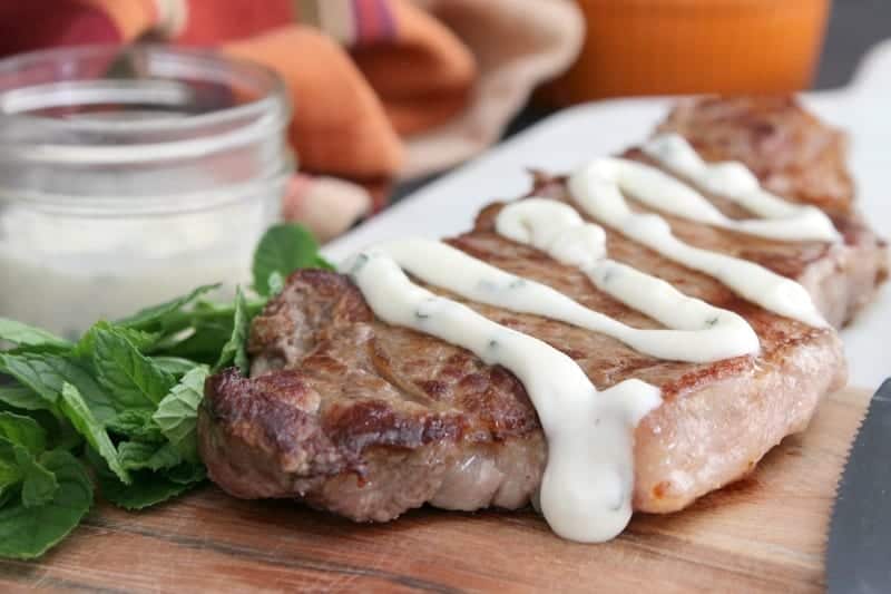 Grilled Steak with Mint Aioli | The Bitter Side of Sweet