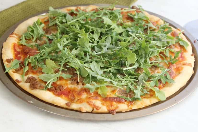 Sausage Arugula Pizza | The Bitter Side of Sweet #SundaySupper