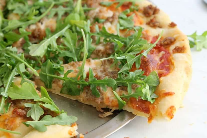 Sausage Arugula Pizza | The Bitter Side of Sweet #SundaySupper