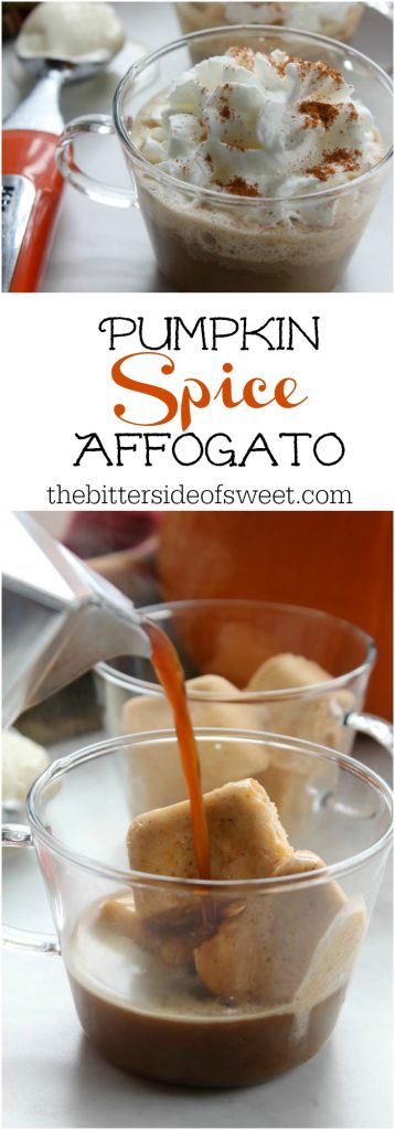 Pumpkin Spice Affogato is a coffee-based dessert that espresso poured over pumpkin ice cream topped with whipped cream and cinnamon! The Bitter Side of Sweet Pumpkin Spice Affogato