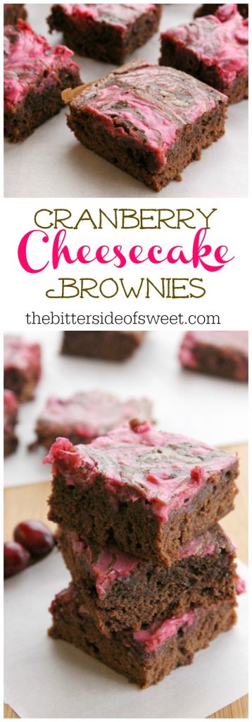 Rich, fudgy, thick brownies topped with a whipped cranberry cream cheese makes these Cranberry Cheesecake Brownies perfect! | The Bitter Side of Sweet Cranberry Cheesecake Brownies