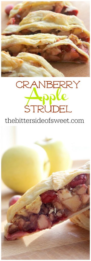 Cranberry Apple Strudel is a wintery way to enjoy your breakfast! Bake it up for a cozy treat. | The Bitter Side of Sweet #cranberry #puffpastry #apple Cranberry Apple Strudel | The Bitter Side of Sweet