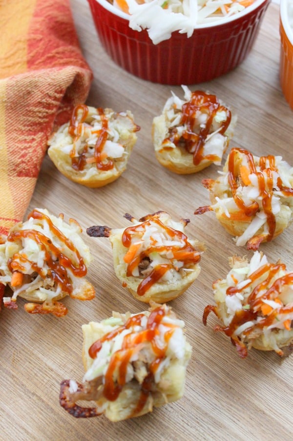 Cheesy BBQ Shredded Pork Cups | The Bitter Side of Sweet