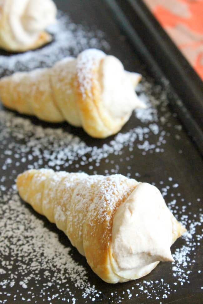 Pumpkin Cream Horns are a simple dessert that’s perfect for the season! You’ll love the light and fluffy filling full of delicious spices! | The Bitter Side of Sweet Pumpkin Cream Horns | The Bitter Side of Sweet #pumpkin