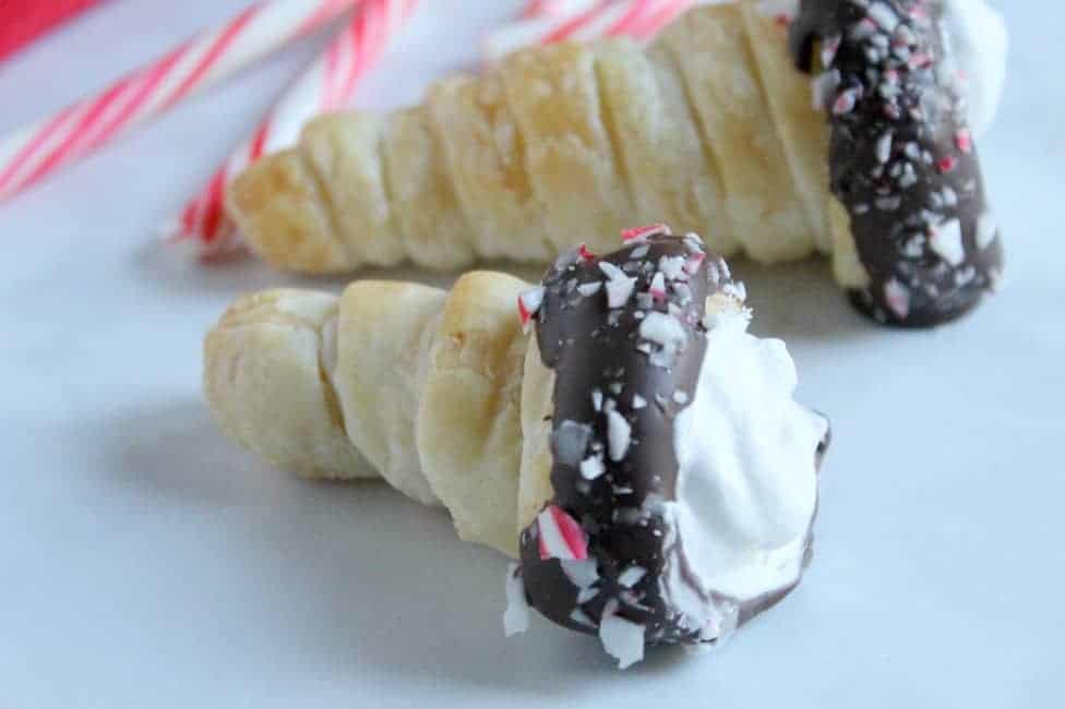 Chocolate Peppermint Cream Horns | The Bitter Side of Sweet #peppermint #puffpastry