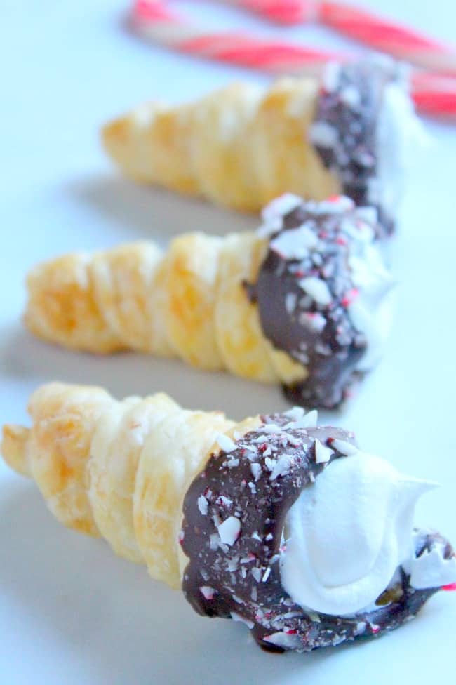 Chocolate Peppermint Cream Horns | The Bitter Side of Sweet #peppermint #puffpastry