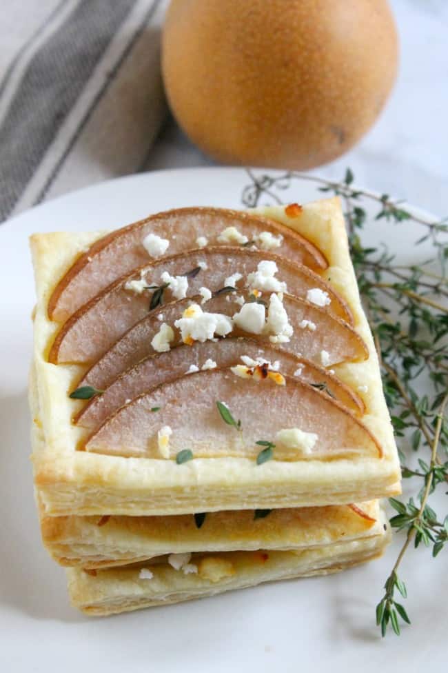 Pear Thyme Feta Tarts | The Bitter Side of Sweet #puffpastry #appetizer