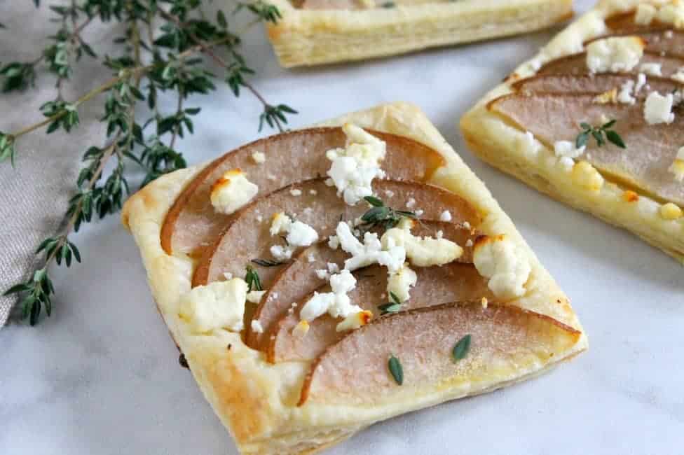 Pear Thyme Feta Tarts | The Bitter Side of Sweet #puffpastry #appetizer