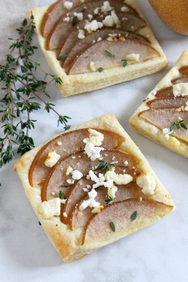 Pear Thyme Feta Tarts | The Bitter Side of Sweet #puffpastry #appetizer