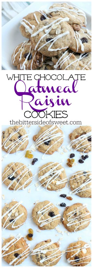 These White Chocolate Oatmeal Raisin Cookies are super moist and delicious! Quick to make and perfect for afternoon making! |The Bitter Side of Sweet #cookies #ChristmasCookies White Chocolate Oatmeal Raisin Cookies |The Bitter Side of Sweet #cookies #ChristmasCookies