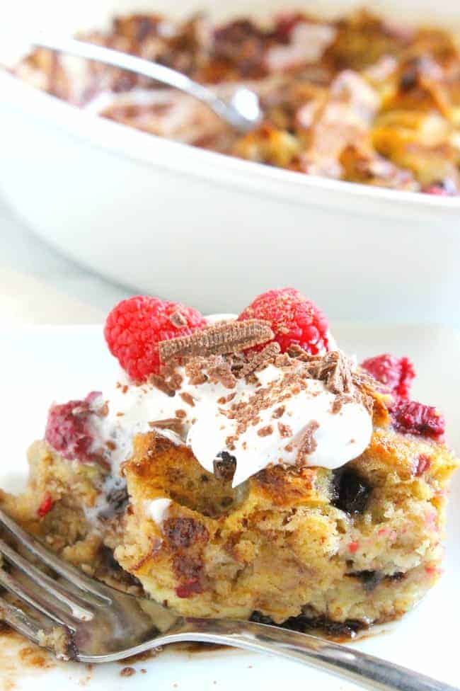 Chocolate Raspberry Bread Pudding | The Bitter Side of Sweet #ad #LeggoMyEggo #cbias #chocolate #raspberry