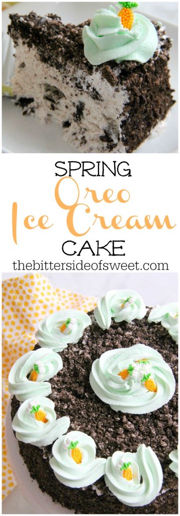 Spring Oreo Ice Cream Cake | The Bitter Side of Sweet #IceCreamCakeBreak #ad Spring Oreo Ice Cream Cake