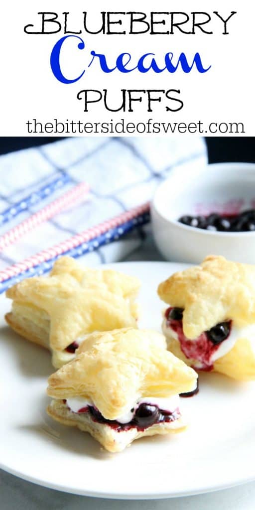Blueberry Cream Puffs are an easy dessert for any summer barbecue you throw. Summer might be almost over, but these sweet treats are good all year long. | The Bitter Side of Sweet #blueberries #puffpastry Blueberry Cream Puffs
