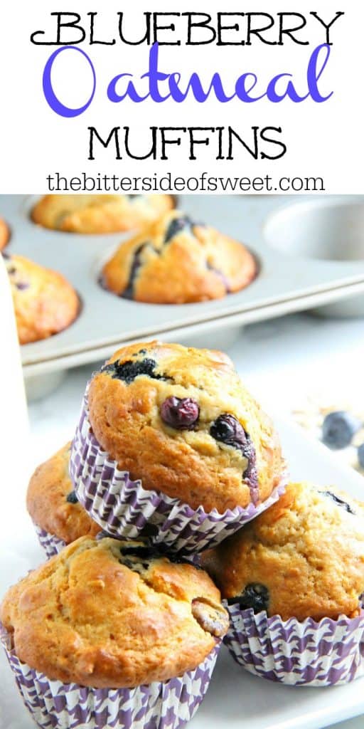 Blueberry Oatmeal Muffins are the prefect way to start your day! With a few simple ingredients and fresh berries these are super easy to make! | The Bitter Side of Sweet #muffins #blueberries #backtoschool Blueberry Oatmeal Muffins