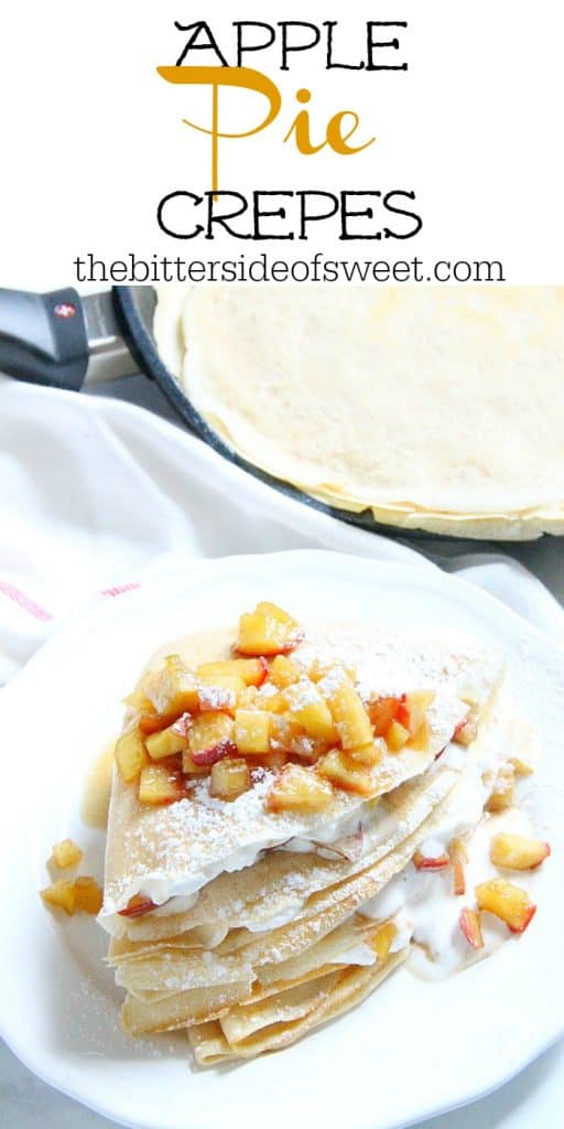 A popular French pastry these Apple Pie Crepes are elegant yet satisfying! They are filled with a warm apple compote and freshly made whipped cream! | The Bitter Side of Sweet #apples #breakfast #dessert Apple Pie Crepes