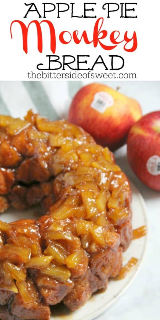 I took a traditional sweet bread and put a fall twist on it with this Apple Pie Monkey Bread! Luckily it can be enjoyed all year round! | The Bitter Side of Sweet #appleweek #sponsored #apples #bread Apple Pie Monkey Bread