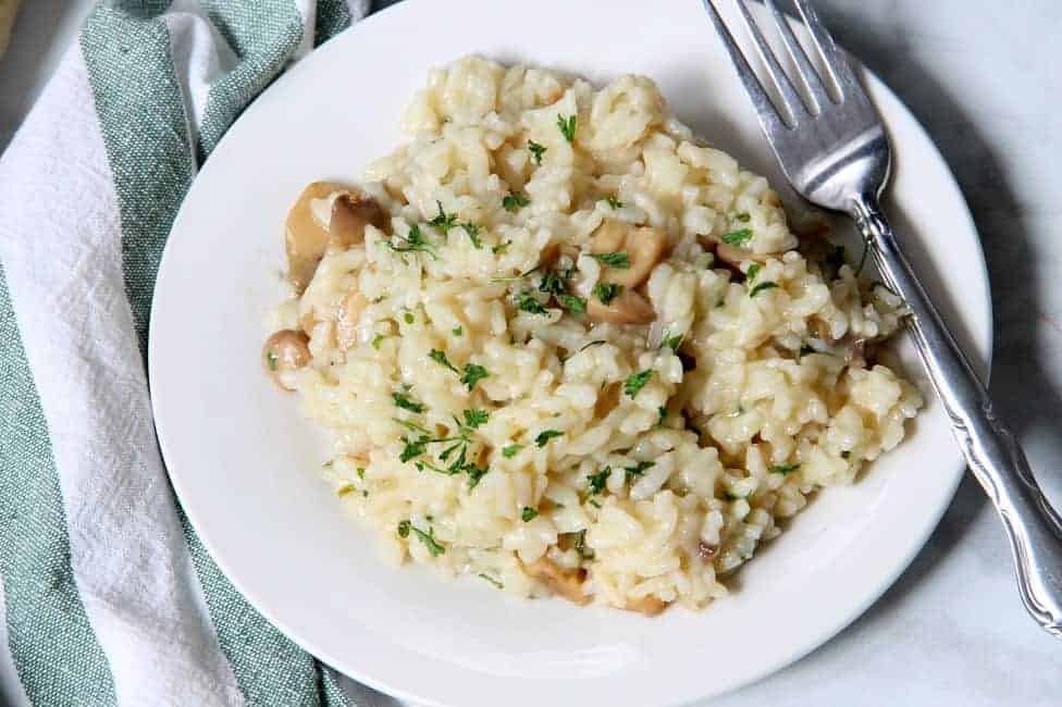Traditional Italian risotto made in a pressure cooker for a quick and easy meal! This Instant Pot Creamy Mushroom Risotto couldn't be easier! | The Bitter Side of Sweet #instantpot #pressurecooker #mushrooms #rice Instant Pot Creamy Mushroom Risotto