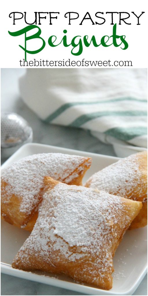 Puff Pastry Beignets are here for you when you're ready to let the good times roll. They don't have to just be for Fat Tuesday! Puff Pastry Beignets on white plate