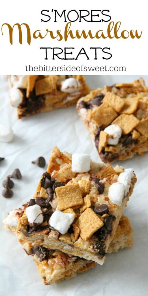 These S'mores Marshmallow Treats are such a fun summertime treat, especially when you do not have the convenience of a campfire! S'mores Marshmallow Treats on white background